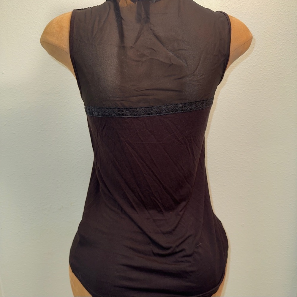 H&M Rayon & Sheer Chiffon Net Upper Chest & Back Tank Top, Black, Women’s Sz S - Picture 6 of 9